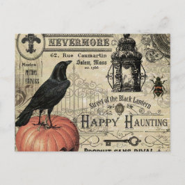 moderne halloween pompoen en kraai briefkaart