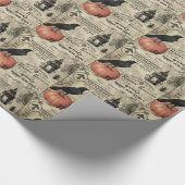 moderne  halloween pompoen en kraai cadeaupapier (Hoek)