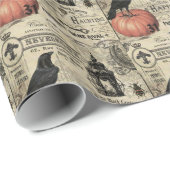 moderne  halloween pompoen en kraai cadeaupapier (Rol Hoek)