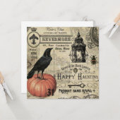 moderne halloween pompoen en kraai kaart (Voorkant / Achterkant in situ)