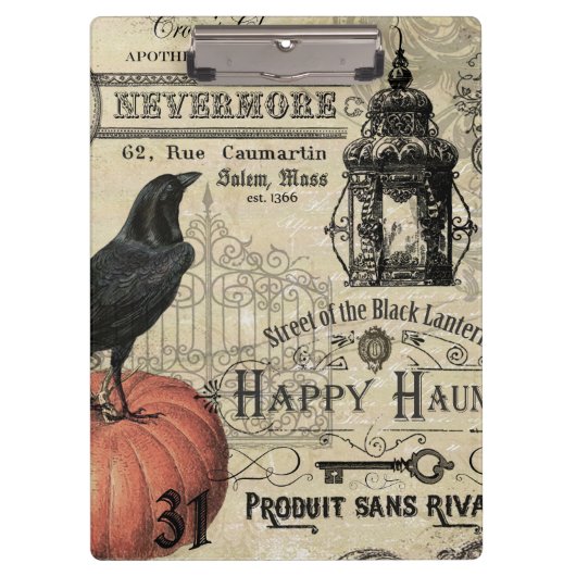 moderne  halloween pompoen en kraai klembord (Voorkant)