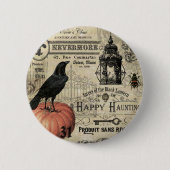 moderne  halloween pompoen en kraai ronde button 5,7 cm (Voorkant)