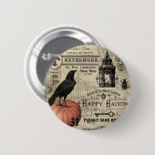 moderne  halloween pompoen en kraai ronde button 5,7 cm (Voorkant /achterkant)