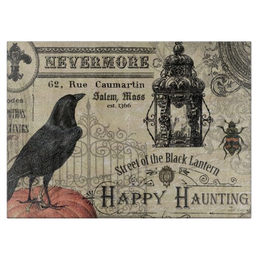 moderne  halloween pompoen en kraai snijplank (Voorkant)