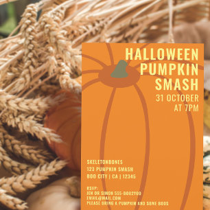 Moderne Halloween Pompoen Smash Feest Uitnodiging