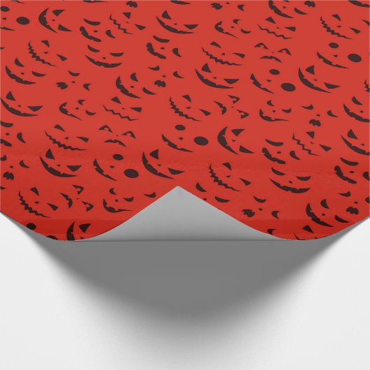  moderne Halloween Red Pumpkin-glimlach Cadeaupapier (Hoek)