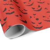  moderne Halloween Red Pumpkin-glimlach Cadeaupapier (Rol Hoek)
