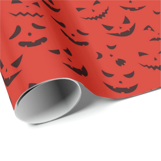  moderne Halloween Red Pumpkin-glimlach Cadeaupapier (Rol Hoek)