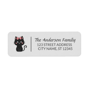 Moderne Halloween Schattigee Zwarte Kat Custom Fam Etiket