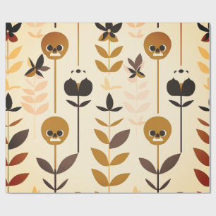 Moderne Halloween Schedel Bloem Motief Inpakpapier