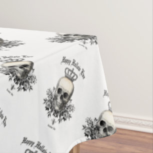 Moderne Halloween schedel en kroon Tafelkleed