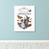 moderne Halloween schedel en vlinders Canvas Afdruk (Insitu (Houten vloer))