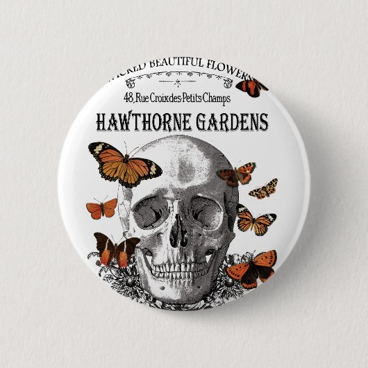 moderne Halloween schedel en vlinders Ronde Button 5,7 Cm (Voorkant)