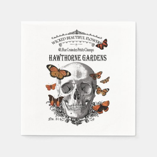 moderne Halloween schedel en vlinders Servet (Voorkant)
