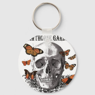moderne Halloween schedel en vlinders Sleutelhanger