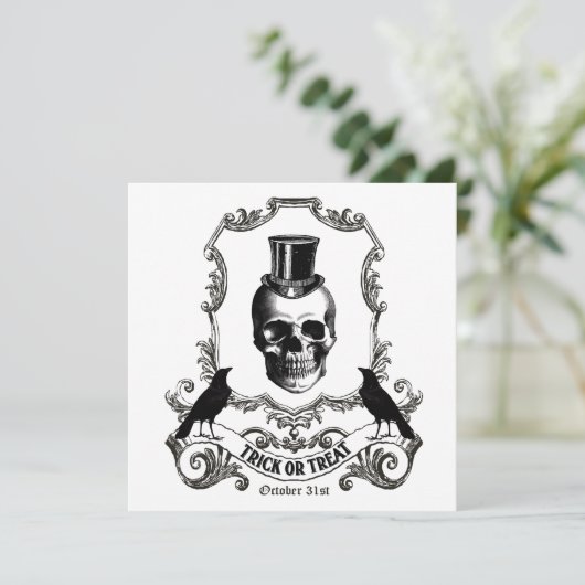 Moderne halloween schedel kaart (Staand voorkant)