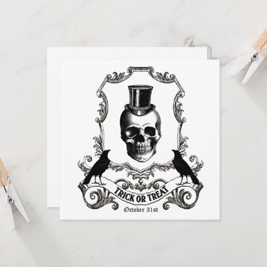 Moderne  halloween schedel kaart (Voorkant / Achterkant in situ)