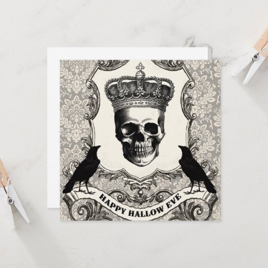 Moderne halloween schedel kaart (Voorkant / Achterkant in situ)