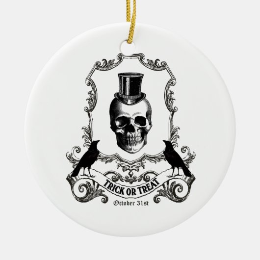 Moderne  halloween schedel keramisch ornament (Voorkant)