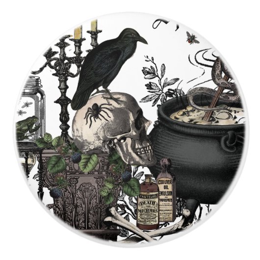 Moderne  halloween schedel keramische knop (Voorkant)