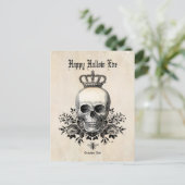 Moderne  halloween schedel met kroon briefkaart (Staand voorkant)