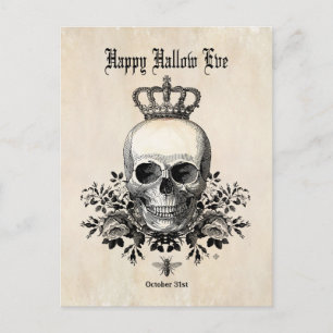 Moderne  halloween schedel met kroon briefkaart