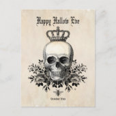 Moderne halloween schedel met kroon briefkaart (Voorkant)