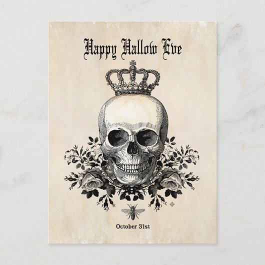 Moderne  halloween schedel met kroon briefkaart (Voorkant)