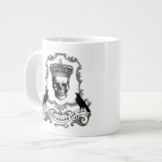 Moderne Halloween schedel met kroon Grote Koffiekop (Links)