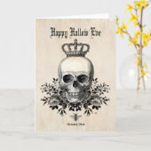 Moderne  Halloween schedel met kroon Kaart (Gele Bloem)