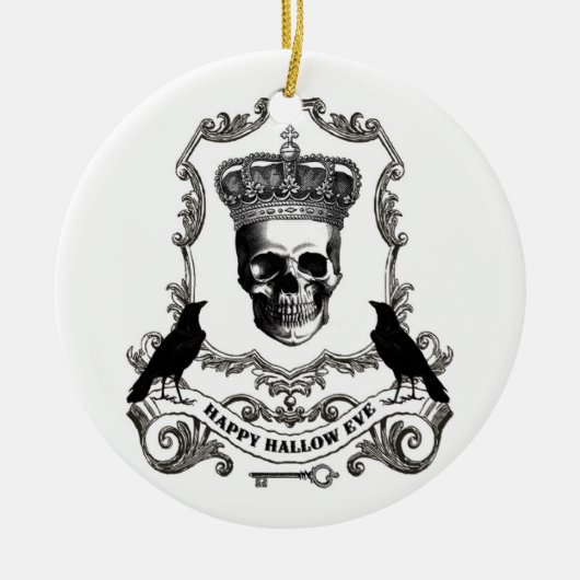 Moderne Halloween schedel met kroon Keramisch Ornament (Voorkant)