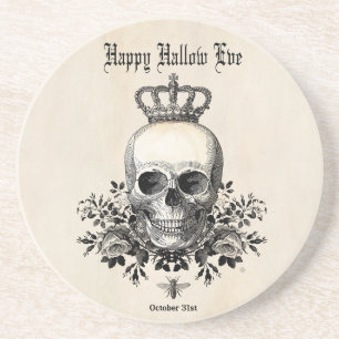 Moderne  Halloween schedel met kroon Zandsteen Onderzetter