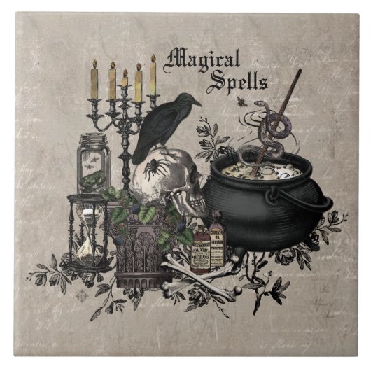 Moderne  Halloween schedel Tegeltje (Voorkant)