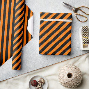 Moderne Halloween Sinaasappel Zwart Verjaardag Cus Cadeaupapier