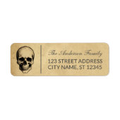 Moderne  Halloween Skull Custom Familienaam Etiket (Voorkant)