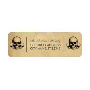 Moderne Halloween Skull Custom Familienaam Etiket