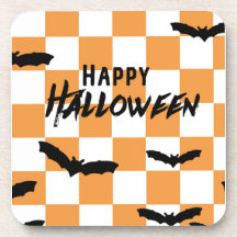 Moderne Halloween Spooky Bats Sinaasappel Checkerb