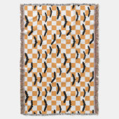 Moderne Halloween Spooky Bats Sinaasappel Checkerb Deken (Voorkant Verticaal)