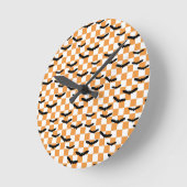 Moderne Halloween Spooky Bats Sinaasappel Checkerb Ronde Klok (Hoek)