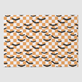 Moderne Halloween Spooky Bats Sinaasappel Checkerb Tissuepapier