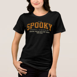 Moderne Halloween Spooky Dental Hygiënist Custom Tri-Blend Shirt