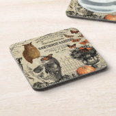 Moderne  halloween-uil en schedel drankjes onderzetter (Linkerzijde)