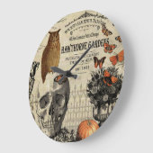 Moderne  halloween-uil en schedel grote klok (Hoek)
