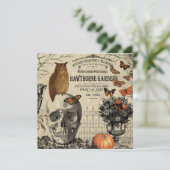 Moderne  halloween-uil en schedel kaart (Staand voorkant)