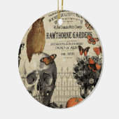 Moderne  halloween-uil en schedel keramisch ornament (Links)