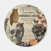 Moderne  halloween-uil en schedel magneet (Voorkant)