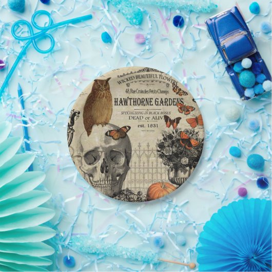 Moderne halloween-uil en schedel papieren bordje (Feest)