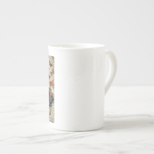 Moderne halloween-uil en schedel porselein kop (Voorkant rechts)