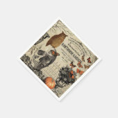 Moderne  halloween-uil en schedel servet (Hoek)