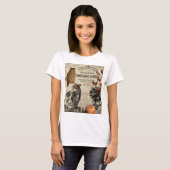 Moderne  halloween-uil en schedel t-shirt (Voorkant volledig)